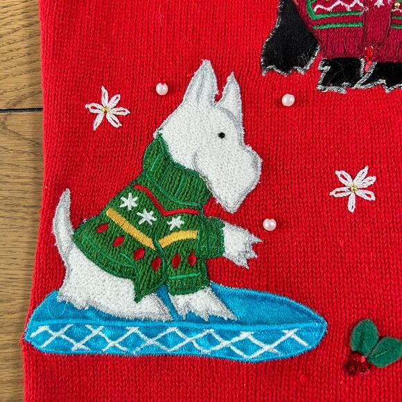 Vintage Scottie Dog Christmas Sweater Vest Red Size Medium Holiday Comfy - Picture 6 of 6